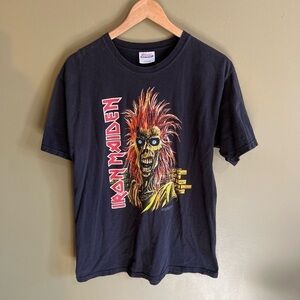 Iron Maiden Hanes Y2K Mens M Black T-Shirt, Iron Maiden Hairy Eddie Graphic 2006